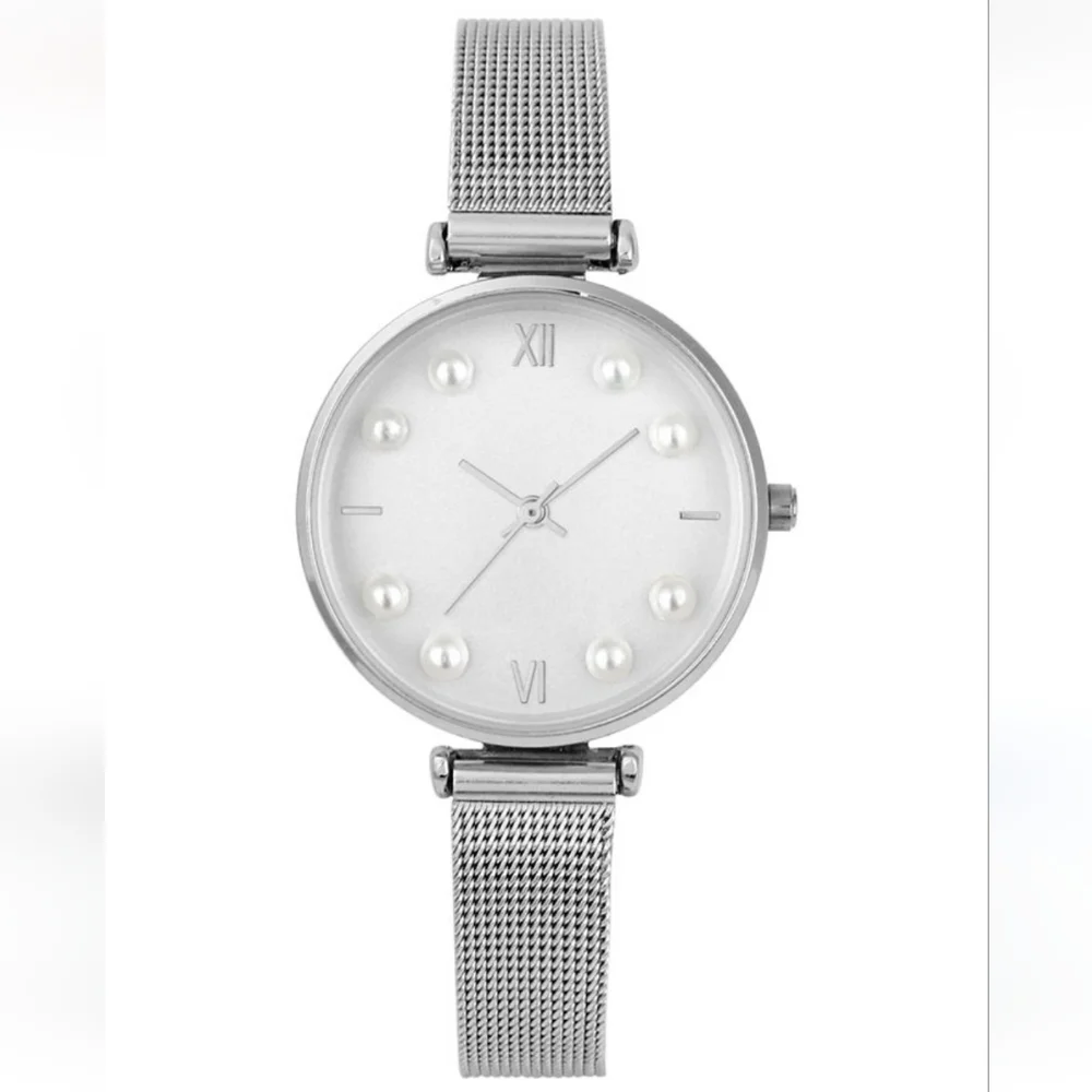 NIB Women's Charter Club Stainless Steel Mesh Bracelet Watch 30mm